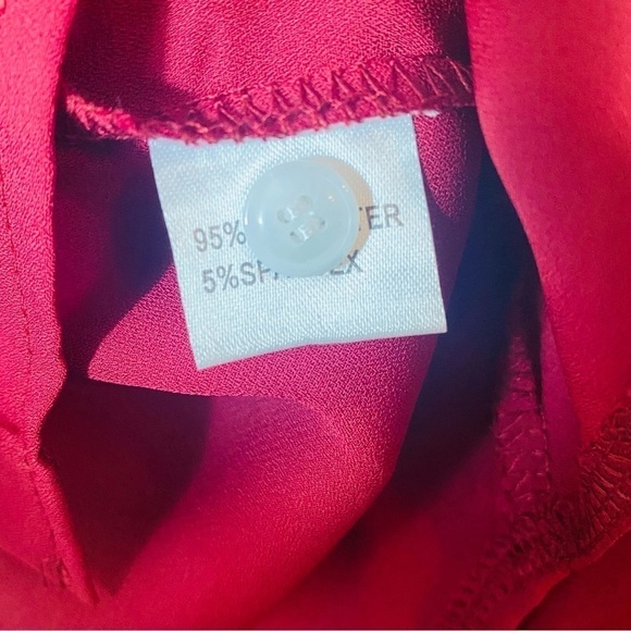 OMSJ Button Down Long Sleeve Chiffon V-Neck Casual Blouse Red NWT Size:M - Picture 6 of 6